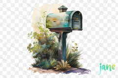 Vintage Mailbox Watercolor Sublimation Clipart Product Image 3