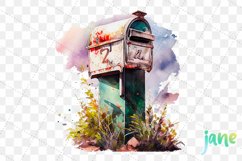 Vintage Mailbox Watercolor Sublimation Clipart Product Image 4