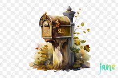 Vintage Mailbox Watercolor Sublimation Clipart Product Image 6