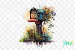 Vintage Mailbox Watercolor Sublimation Clipart Product Image 7