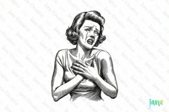 Vintage Woman Crying Sublimation Clipart Product Image 1