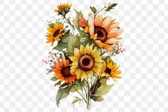 Sunflowers Bouquet Watercolor Sublimation Clipart Product Image 2