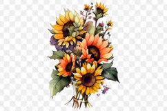 Sunflowers Bouquet Watercolor Sublimation Clipart Product Image 3