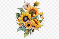 Sunflowers Bouquet Watercolor Sublimation Clipart Product Image 5