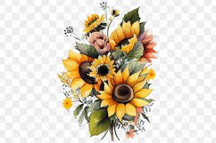 Sunflowers Bouquet Watercolor Sublimation Clipart Product Image 6