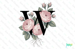 Wild Rose Letter W Clipart Product Image 1