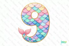 Mermaid Birthday Number 9 PNG Clipart Product Image 1
