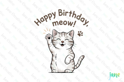 Minimalism Happy Birthday Cat Clipart Product Image 1