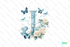 Watercolor Floral Butterflies Letter J Product Image 1
