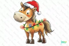 Cute Christmas Farm Animal Horse Clipart Product Image 1