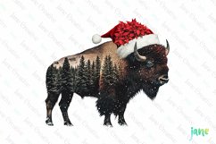 Double Exposure Christmas American Bison Clipart Product Image 1