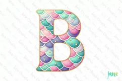 Mermaid Birthday Letter B PNG Clipart Product Image 1