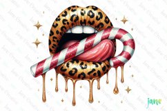 Glitter Leopard Christmas Sexy Lips Clipart Product Image 1