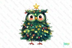 Owl Wrapped In Christmas Tree Clipart Product Image 1