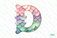Mermaid Birthday Letter D PNG Clipart Product Image 1