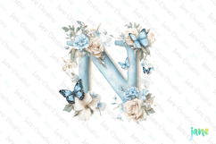 Watercolor Floral Butterflies Letter N Product Image 1