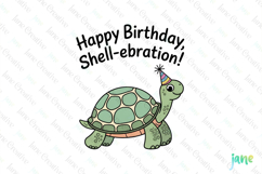 Minimalism Happy Birthday Turtle Clipart Product Image 1