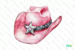 Pink Western Cowgirl Cowboy Hat Clipart Product Image 1