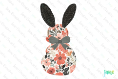 Floral Easter Bunny Sublimation Clipart Product Image 1