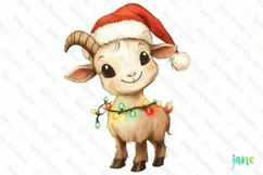 Cute Christmas Farm Animal Goat Clipart Product Image 1
