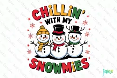 Chillin With My Snowmies Kids Christmas Clipart Product Image 1