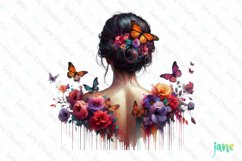 Woman Back Butterflies And Flowers Product Image 1
