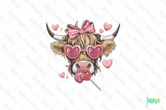 Valentine Highland Cow PNG Clipart Product Image 1