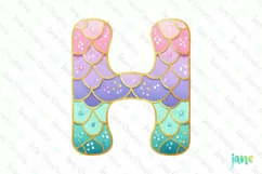 Mermaid Birthday Letter H PNG Clipart Product Image 1