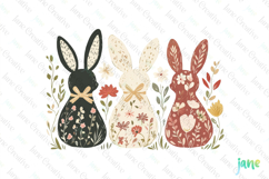 Floral Easter Bunny Sublimation Clipart Product Image 1