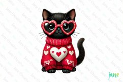 Valentine Black Cat PNG Clipart Product Image 1