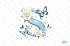 Watercolor Floral Butterflies Letter S Product Image 1