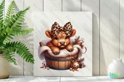 Christmas Highland Cow in bucket Clipart Product Image 3