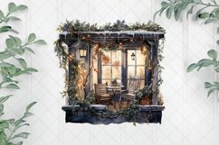 Winter Balcony At Night Sublimation Clipart Product Image 1