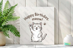 Minimalism Happy Birthday Cat Clipart Product Image 2