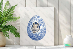 Chinoiserie Easter Bunny Peeking Out Clipart Product Image 3