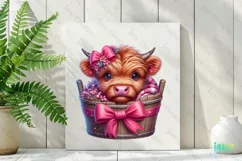 Christmas Highland Cow in bucket Clipart Product Image 3