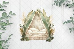 Green Boho Baby Shower Bed Sublimation Clipart Product Image 1