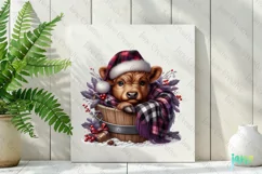 Christmas Highland Cow in bucket Clipart Product Image 3