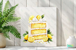 Watercolor Lemon Cake Clipart PNG File Product Image 3
