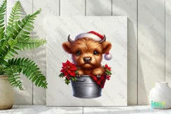 Christmas Highland Cow in bucket Clipart Product Image 3