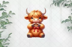 Highland Cow Giving Heart Hand Sign Clipart Product Image 1