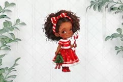 Red Plaid Christmas African Girl Clipart Product Image 1