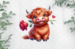 Highland Cow And Rose Clipart Product Image 1