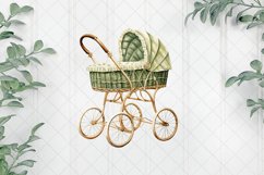 Green Boho Baby Shower Stroller Sublimation Clipart Product Image 1
