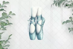 Watercolor Blue Ballerina Shoes Clipart Product Image 1