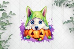Halloween Peeking Husky Dog Sublimation Clipart Product Image 1