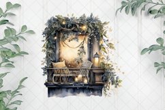 Winter Balcony At Night Sublimation Clipart Product Image 1