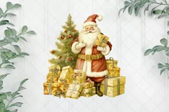 Vintage Gold Christmas Santa Claus Clipart Product Image 1