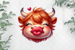 Funny Highland Cow Kiss Clipart Product Image 1