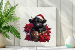 Christmas Highland Cow in bucket Clipart Product Image 3